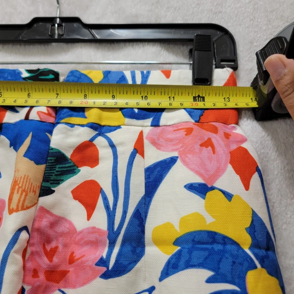 J.Crew Floral Pintucked Linen Midi Skirt Morning Floral Lined Size‎ 2 Artsy Chic